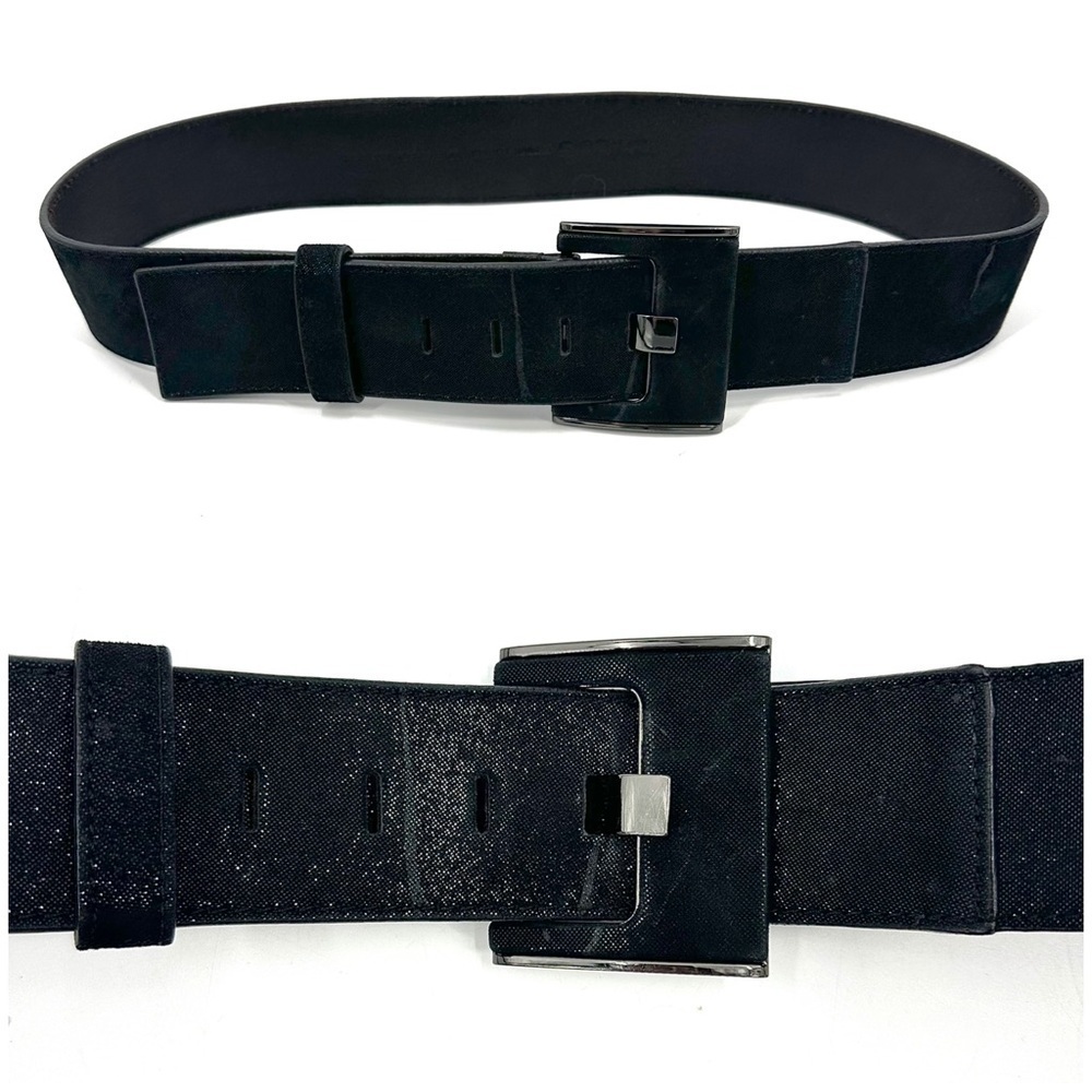 Chicos Belt Womens Medium Leather Metallic Shiny Capsule Minimalist Classic